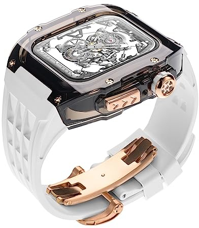NEYENS Transparentes Gehäuse Mod Kit,Für Apple Watch 45MM 44MM,Rubber Sports Band,For iWatch Series 8 7 6 5 4 SE Silicone Watch Strap, 44MM, Achat