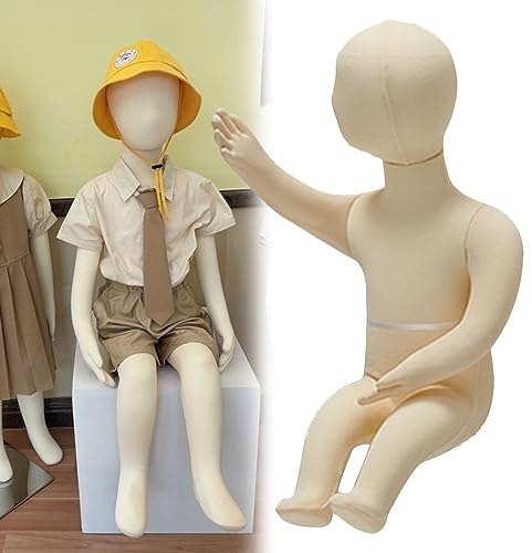 Schaufensterpuppe Kind Kinder Schaufensterpuppe Ganzkörper Unisex, Flexible Beige Torso Schaufensterpuppen Dummy 1 - 9 Jahre Alte Kinder Mit Biegsamen Armen Und Beinen, Sitzend Ankleideform Display-St
