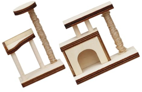 PRETYZOOM Katzenbett Katzenbaum 2 Stück Hauskatze Baum Dekor Desktop Ornament Holzmöbel Ornamente Möbel Kratzbaum