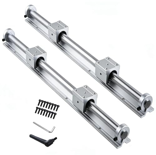 GooEquip Guida lineare SBR20, 1200 mm, 2 guide lineari e 4 blocchi di cuscinetti con ferroviario SBR20, lunghezza binario lineare 1200 mm, guide lineari per stampanti 3D parti CNC