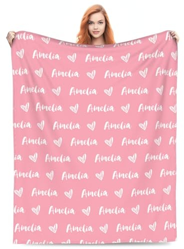 Überwurfdecke mit Namen, personalisierbar, Flanell-Bettdecken mit Namen, flauschig, weich, warm, Decke für Sofa, Couch, Schlafzimmer, personalisierbare Geschenke für Babys, Größe: 101,6 x 76,2 cm