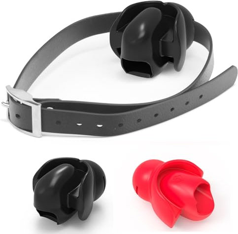 Knebel Mund Frau, Mundknebel SM Extrem, Neu BDSM Silikon Ball Gag Zungenfixierung mit Ball Gag Einstellbar Sklaven Fetisch Sexspiel Sexspielzeug für Paare Frauen Männer (Schwarz)
