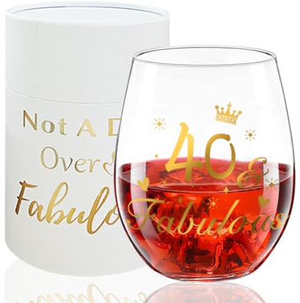 Yontree Verre à Vin Personnalisé 40 Ans - Cadeau Anniversaire Homme Femme Avec Boîte