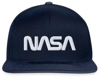 Spreadshirt NASA Logo Weiß Stick Snapback Cap, One Size, Navy/Navy