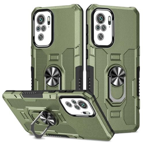Sidande Case for Redmi Note 10/Redmi Note 10S/Poco M5S M2101K7BG Case, Heavy Duty Kickstand Holder Built-in Magnetic Car Mount Shockproof Camera Protective Phone Cover for Xiaomi Redmi Note 10S Green