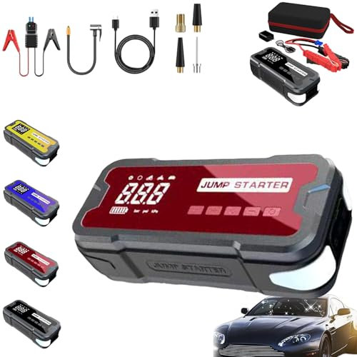 4 in 1 Portable Jump Starter with Air Pump Pro, Car Battery Jump Starter 8000mah, Battery Jumper Starter Portable, Car Jump Starter, Car Jump Starter with Air Compressor (Red)