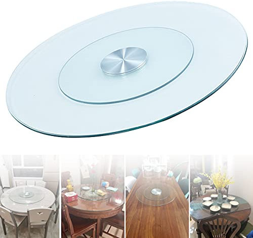 YHYWJHY Plateau tournant Rond en Verre trempé de 60 à 120 cm pour Table à Manger, Plateau tournant Rotatif à 360 ° en Alliage d'aluminium pour Table à Manger de Cuisine, dîner de Famille,