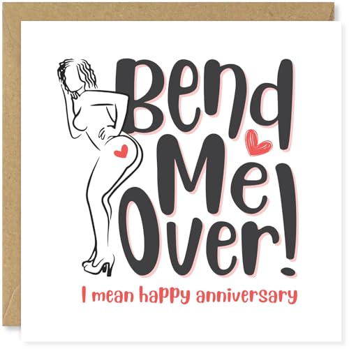 Beau Willows Bend Me Over! - Happy Anniversary Card for Boyfriend Husband Fiancé - Funny Rude Card for Him - Wedding Anniversary Card