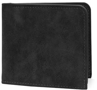 AfitLulu Herren Geldbörse, Mode Retro Bifold Wallets Slim Wallet für Männer mit Doppelschicht Bargeldfächer 5 Kartenfächer 1 Foto Slot, Schwarz, 4.33*3.62*0.39inches, Modern