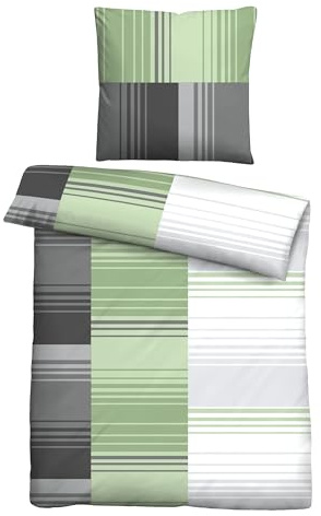 Traumhaft schlafen - Castell - Markenbettwäsche Bettwäsche Baumwoll Renforce 0040561 STREIFENMIX 1x 135x200 cm + 1x 80x80 cm, fichte