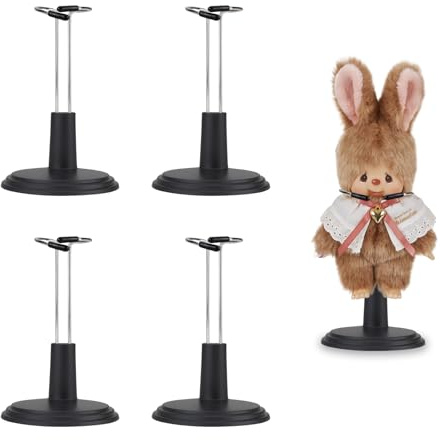 4 Stück Puppenständer Puppenhalter, Verstellbarer Puppenständerhalter Puppen Displayhalter, Puppen Ständer Puppenzubehör Actionfigur Ständer Modell Zubehör für Teddybär Bastelpuppen(7-9cm, Schwarz)
