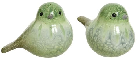 Dekofigur Vogel 7x10cm Keramik 1 Stück Sortiert - Dekovogel zum Stellen - Vogelfigur als Osterdeko Osterschmuck - Tierfigur Vögelchen Frühlingsdeko - Grün