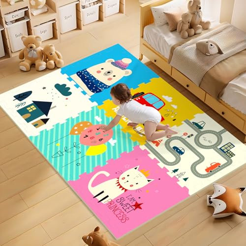 DICAO Foam Play Mat Thick & Waterproof, Interlocking Puzzle Baby Mats for Floor, Resilient Soft & Safe, Suitable for Play Crawl Learning & Living Room(171×114×2cm - 6PCS)