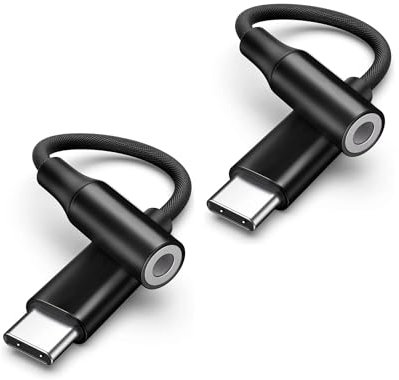 (Lot de 2) Adaptateur en Nylon Ultra résistant USB-c vers Prise Jack 3.5mm Femelle/Type-C Adaptateur pour Casque Audio, écouteur, iphone 15-16-16pro-max, Samsung Galaxy, Huawei, xiaomi, iPad Pro