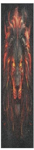 DDDIYEU Gefeuerter Cooler Löwe Skateboard Griptape Rutschfest Selbstklebend Longboard Griptapes Aufkleber Griffband 9x33in,44x10in(1pcs)