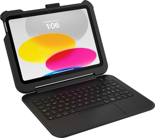 OtterBox Achiever Series Keyboard 360 pour iPad 10e gen 2022, 11e gen 2025 A16, Coque de protection équipée d’un clavier Allemand QWERTZ, Testée selon les normes militaires, Noir, Livré sans emballage
