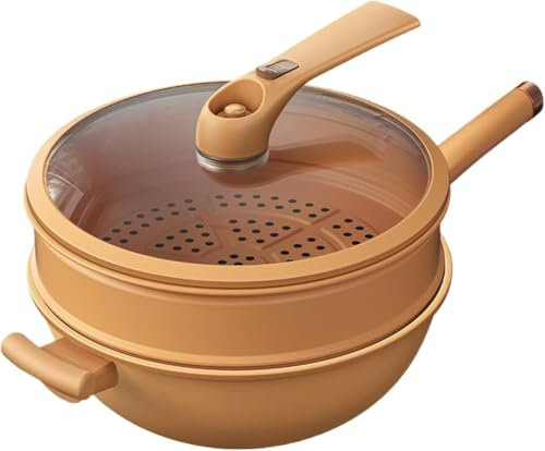 Titanium Micro-Pressure Clay Non-Stick Health Cooker,Multifunctional Non-Stick Clay Pressure Cooker with Steamer Basket,Home Cooking Pan Home Cooking Pan,Integrated Wok for (1pcs)