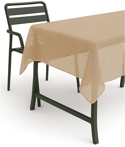 texpot Nappe de table de jardin ovale en mousse antidérapante - 140 x 180 cm - Beige à carreaux