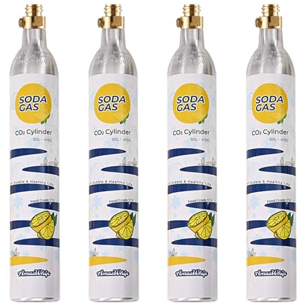 Kohlendioxid-Zylinder 60L, 14.5 Oz CO2-Gasflasche, Gewindeaustausch-Karbonator-Kanister, voll geladener Kohlendioxid-Zylinder für Soda Maker Wasser Maschine (4 Zylinder)