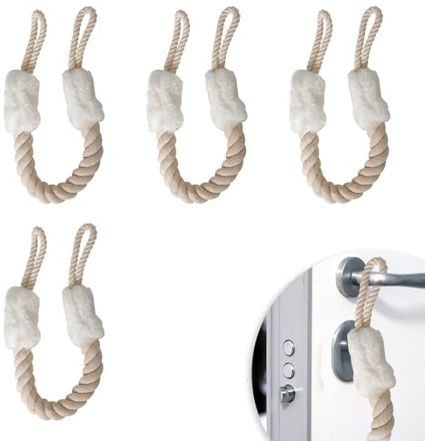 LCUHAVA Türstopper Klinke, 4 STK Türkordel Klemmschutz, Klemmschutz für Türen, Baumwolle Türkordel 60 CM, Weich und Waschbar, Es Dick, für Türen Haustier und Kinder Fingerschutz