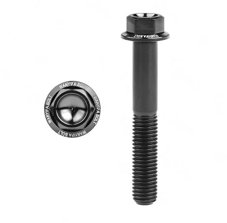 Boulon en titane M7x10 15 20 25 30 35 40 45 50 mm, pas de 1,0 mm, vis à tête hexagonale à bride for moto, 1 pièce(Black,45MM_M7)