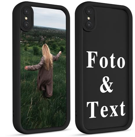 Yoedge Personalised Black Phone Case for iPhone XS Max 6.5, Image Photo Custom Aesthetic Design Flexible Soft TPU Silicone Rubber Shockproof Bumper Camera Cover Girls Men for iPhone XS Max Cases