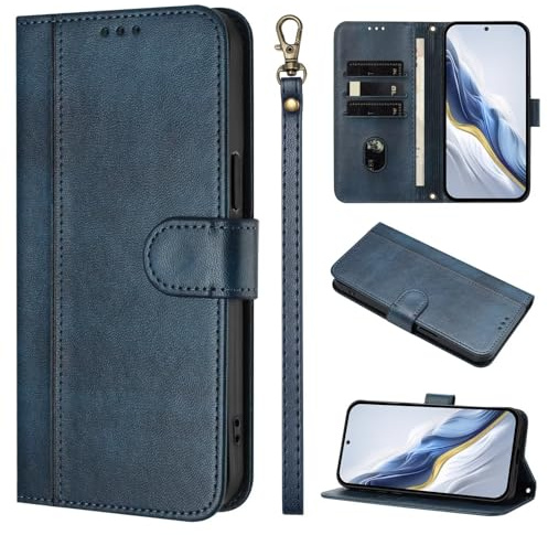 Handyhülle für Samsung Galaxy S10 Plus Hülle Leder mit Schutzfolie, PU Leder Flip Schutzhülle für Samsung Galaxy S10 Plus Case Klappbar Ständer Kartenfach Wallet Klapphülle,Blau