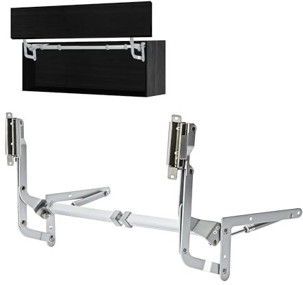 Cabinet Door Hinges Set,Vertical Swing Lift Up Stay Pneumatic Arm Kitchen Mechanism Hinges with Slow Closing, Durable Silent(Suitable for Cabinet Width:23.62-35.43)