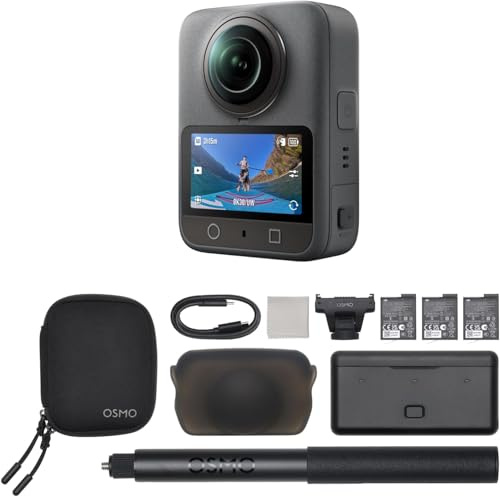 DJI Osmo 360 Adventure Combo 8K 360° Waterproof Action Camera with 1 Sensor, 128GB Built-In Storage, 100 Minutes 8K Recording, 4K/120fps 170° Wide Angle Video