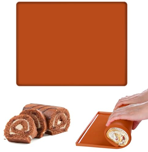 Backblech Silikon mit Hohem Rand, 40 X 30 cm Silikon Backbleche | Dauerbackmatte für Backofen, Antihaftbeschichtet Biskuitrollenmatte, Swiss Roll Backunterlage für Kochen, Backen,Kuchenrollen