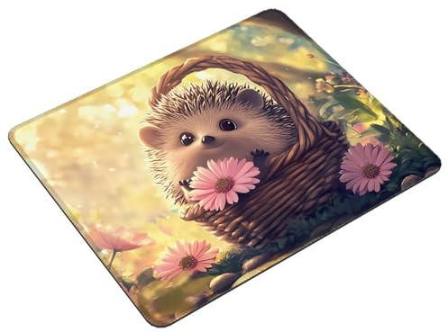 Mauspad Braun Mousepad Klein 24 x 20 cm Wasserdichtes Gaming Mauspad Igel Schreibtischunterlage, Rutschfester Gummiunterseite, Mouse Pad für Büro, Gaming, Laptop, Computer, Geschenke für Männer S0-901