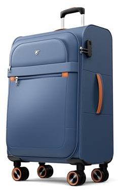 ABISTAB Trier Weichschalenkoffer M 66 cm, Zahlenschloss, Dunkelblau | 77 L, reißfestes Oxford-Gewebe, leise 360°-Rollen, Zahlenschloss sowie Spanngurten, Netzfach und Trennwand