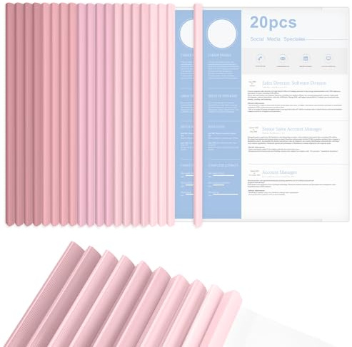 20 Stück Klemmmappe A4, Klemmschienen DIN A4 100 Blatt Bindekapazitä Schnellhefter Rosa A4 Plastik Stabil mit Sliding Bar Klemmhefter für Büro Organizer Präsentationen File Dokumente Office Schule