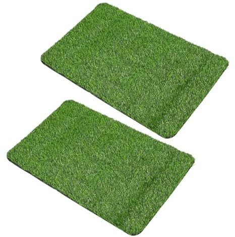 GALPADA Lot de 2 Paillassons en Gazon Artificiel Vert pour Intérieur et Extérieur, Tapis D'entrée en Fibres Synthétiques, Résistant et Adapté aux Chiens