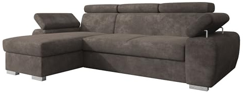 Mirjan24 Ecksofa Kolpoi, Eckcouch mit verstellbaren Kopfstützen und Armlehnen, Couch mit Schlaffunktion und Bettkasten, L-Form Sofa mit Bettfunktion, Ottomane universell (Lumo 40)