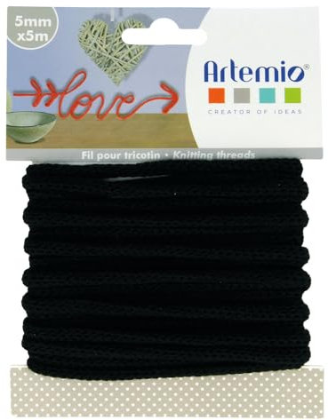 Artemio - Filo da Maglia 5 mm x 5 m, Colore: Nero