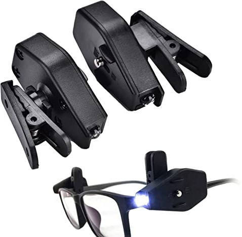 2 Unidades de luces LED de lectura Universales y Flexibles - Muy Brillantes con Clip Ajustables, para Gafas de Seguridad, lector de Campamentos, lámpara de Pesca, Mantenimiento de aparatos
