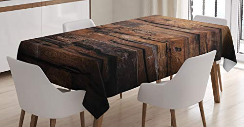 ABAKUHAUS Schokolade Tischdecke, Raue Dunkle Holz, Wasserfest Waschbar mit Klar Sichtbaren Farben kein Verblassen Personalisiert, 140 x 200 cm, Dunkelbraun Braun