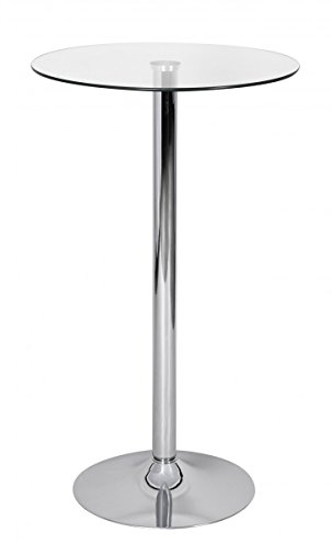 KADIMA Design Stehtisch Bartisch Bistrotisch Imbisstisch Chrom/Glas Rund 60cm