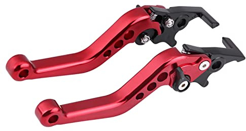 Fydun Motorrad Bremshebel 1 Paar Kupplungshebel CNC Aluminium Doppel Scheibenbremse Hebel Kupplungsbremshebel für Motorrad Roller Modifikation (Rot)