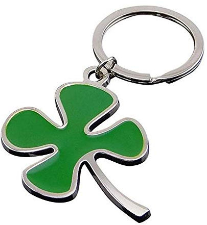 Porte-clés en acier trèfle à quatre feuilles vert, bijou de sac.