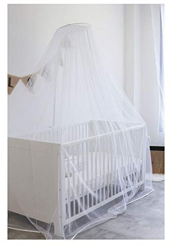 Trois Kilos Sept - Zanzariera con zip per culla - Cielo da letto - Rete anti zanzare, Tigri, Insetti - Altezza modulabile - Supporto universale - Lavaggio a 30° - 100% poliestere - Bianco