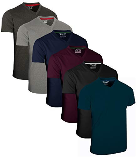 FULL TIME SPORTS® Tech 6 Pack FTS-639 mit V-Ausschnitt T-Shirts (Small, Dunkel Sortiert)