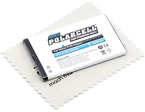Ersatz Akku passend für Nokia 300 301 500 515 5250 5330 8800 ARTE Asha 206 210 301 305 306 308 309 310 311 501 503 C5-03 C5-06 E66 E75 (Ersetzt Originalakku BL-4U) Polarcell mit mungoo Displayputztuch