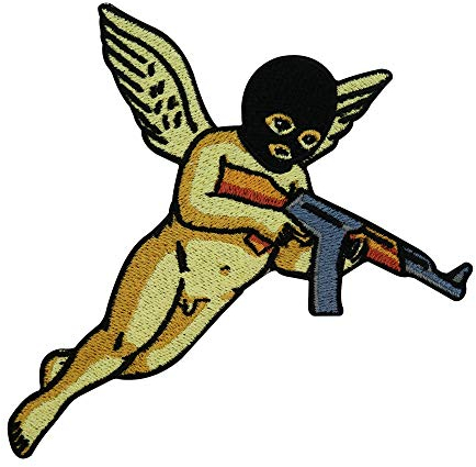 Bad Angel Iron-on Patch | Angel with Weapon ironable Patch, Embroidery Patch, Wings Badges Finally Home