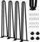 Thanaddo 71 cm Hairpin Furniture Legs with 2 Sizes Screws and 4pcs Floor Protectors Heavy Duty Solid Steel 3 Rod Table Legs Modern Home DIY Legs for Cabinet Bench Chair Coffee Table Desk, Black