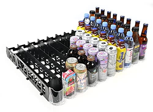 Display Technologies Visi-FAST Spring Push Drink Dispenser, Refrigerator Organizers and Storage for 12/16 oz Beverages, Bottles, and Cans, Drink Dispenser for Fridge, Commercial and Home, (Pack of 1)