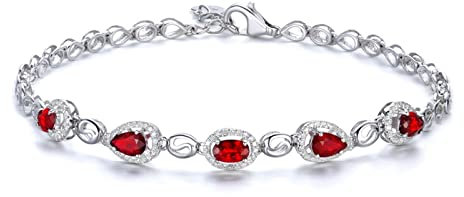 Beydodo Armband Weißgold 750 Damen Diamant, Halo Armband mit 1.2ct Rubin Bettelarmband 20CM Armband für Charms