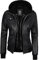 Leichte Motorradjacke aus echtem Lammfell für Damen, Bikerjacke, Edinburgh Damen Jacke Schwarz, Large