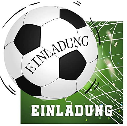 BOYATONG 12 Fussball Einladungskarten mit Umschlägen für Kindergeburtstag Junge Mädchen, Rund Witzige Geburtstagseinladungen Ideal für Kleine Fußball-Fans Fußball Party